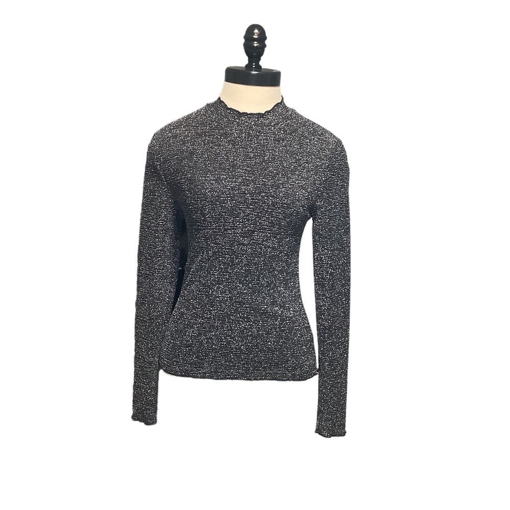 BB DAKOTA STEVE MADDEN Metallic Mock Neck Long Sleeve Top Small
